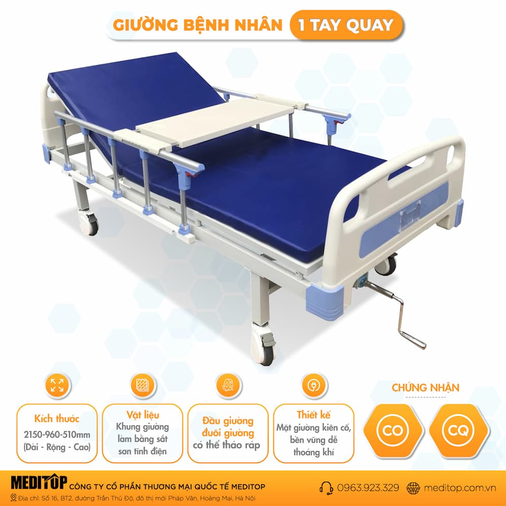 Thông số kỹ thuật sản phẩm giường 1 tay quay